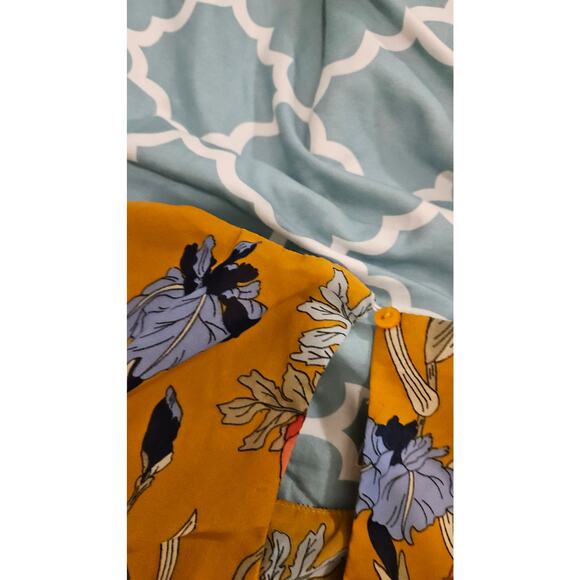 Japna Size Small Orange Floral Short Sleeve Cold Shoulder Romper - Picture 10 of 11